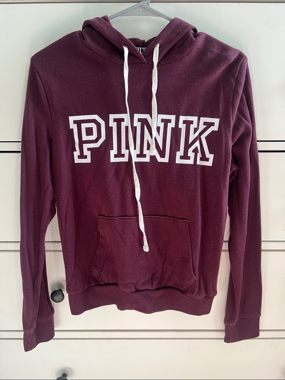 PINK Victoria's Secret Maroon Crewneck Hoodie with White Logo